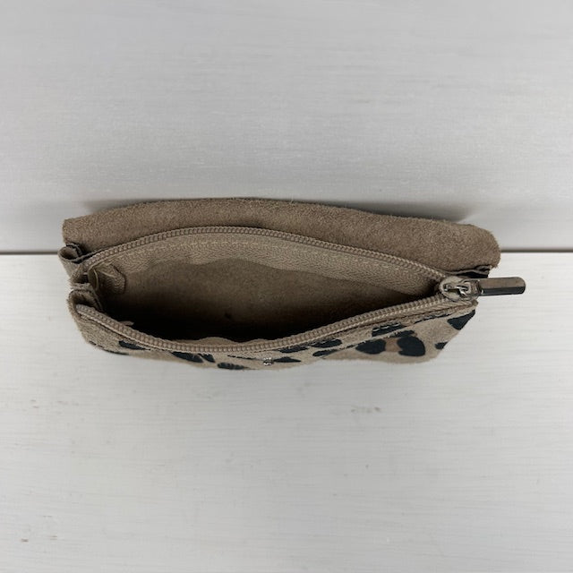 Real leather panter portemonnee beige