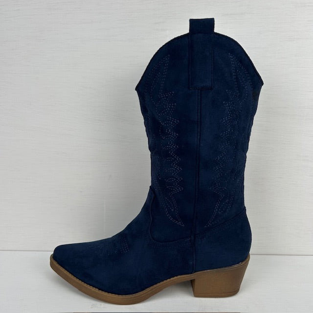 Gave suèdine cowboylaars donkerblauw