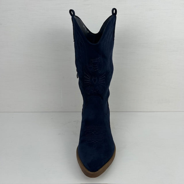 Gave suèdine cowboylaars donkerblauw