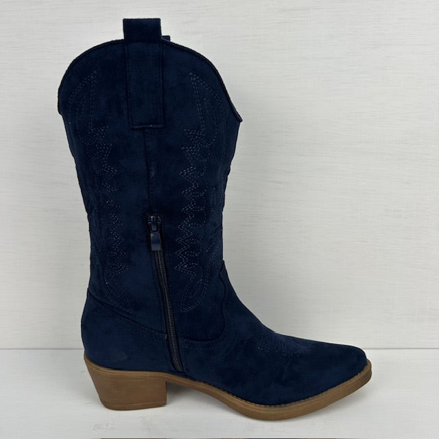 Gave suèdine cowboylaars donkerblauw