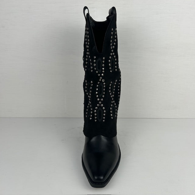Cowboylaars met shiny flap zwart