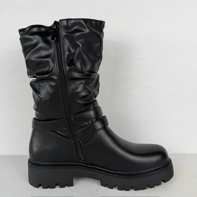 Slouchy boots met gespjes zwart