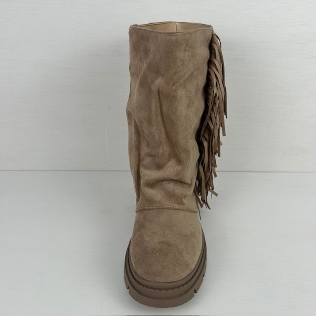 Suèdine boots met leuke flap khaki