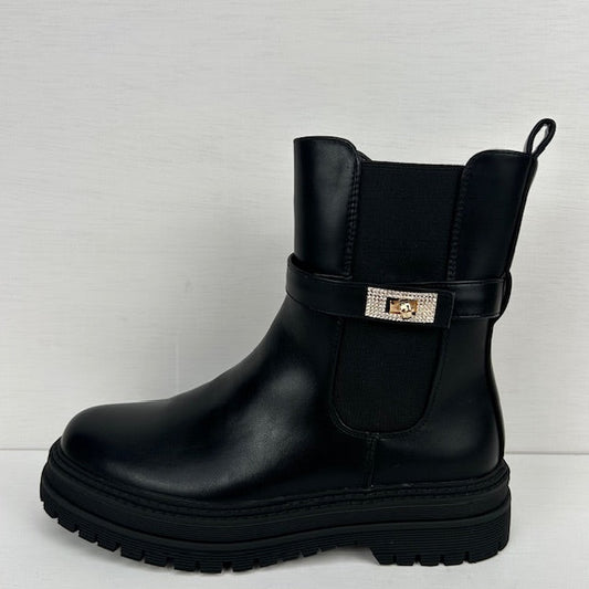 Leatherlook boots met shiny detail zwart