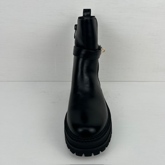 Leatherlook boots met shiny detail zwart