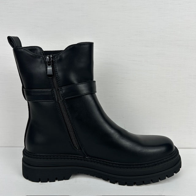 Leatherlook boots met shiny detail zwart