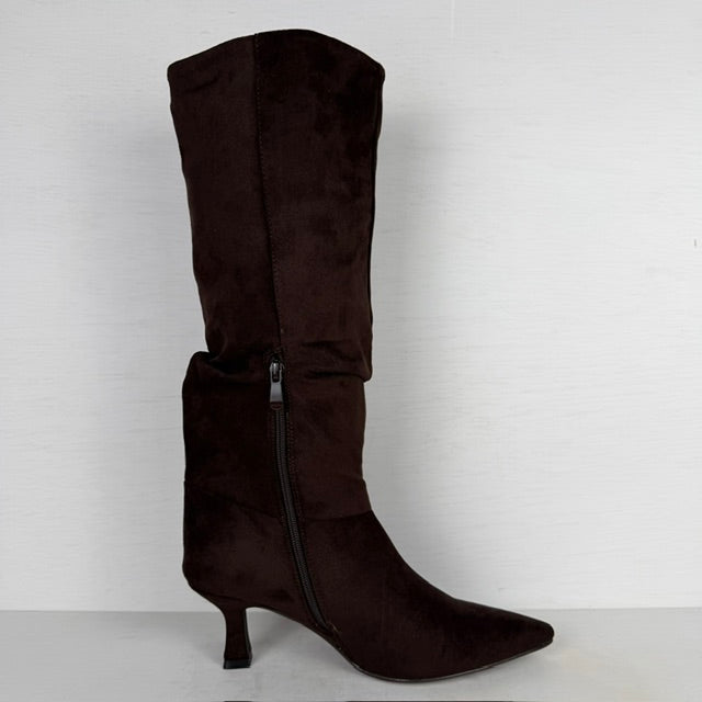 Geweldige slouchy laarzen met naaldhakje donkerbruin