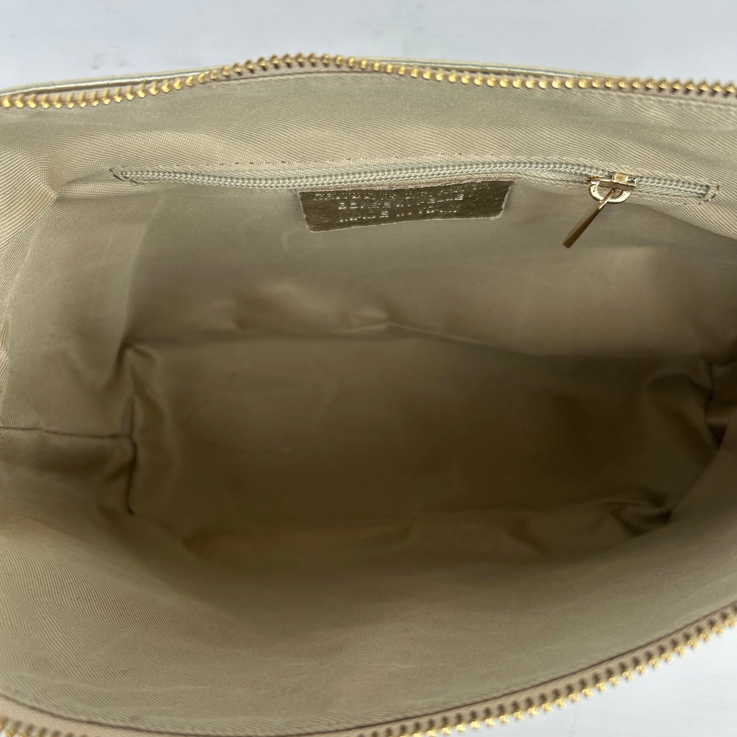 Real leather gevlochten schoudertasje/ handtasje goud
