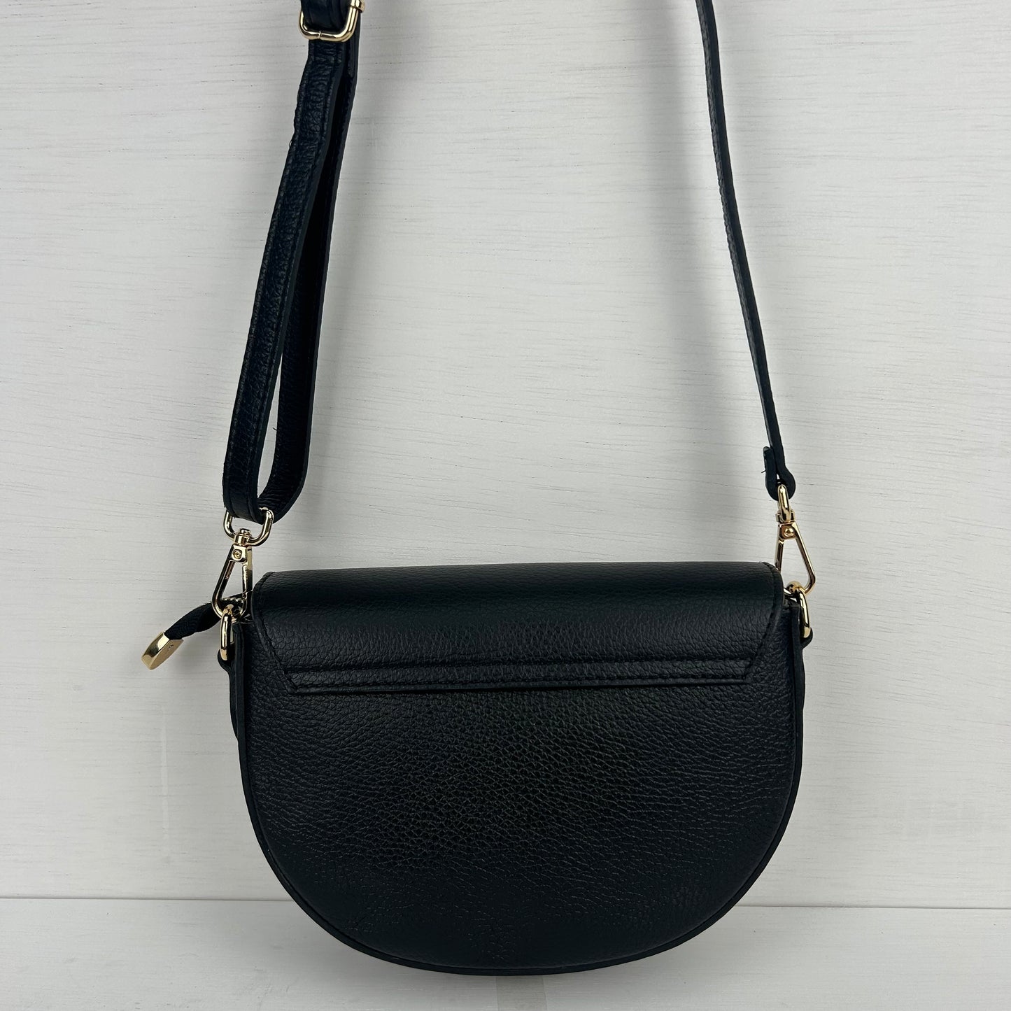 Real leather schoudertasje zwart