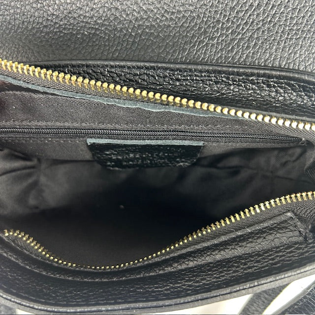 Real leather schoudertasje zwart