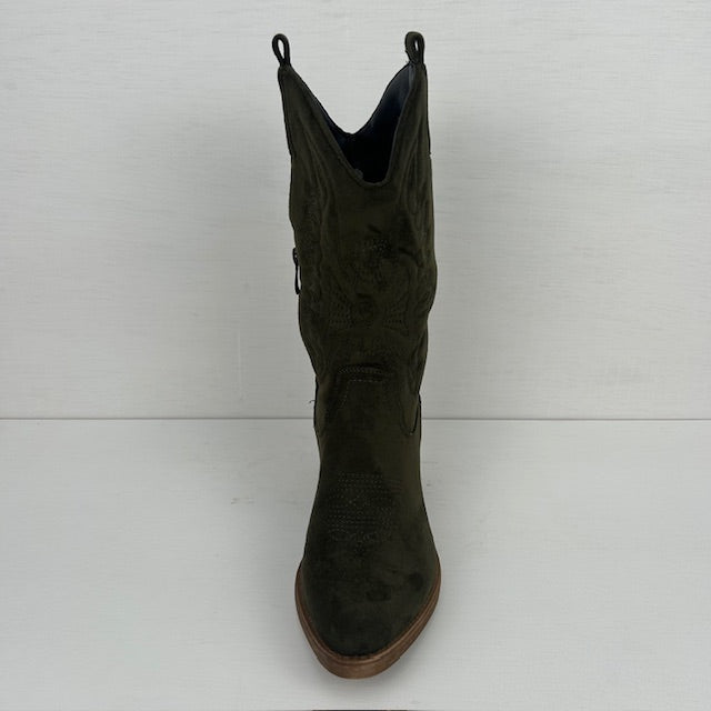 Suèdine cowboylaarzen met gaaf design groen
