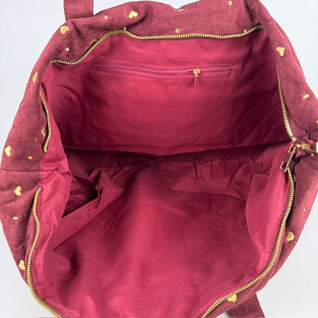 Leuke shopper met hartjes bordeaux rood