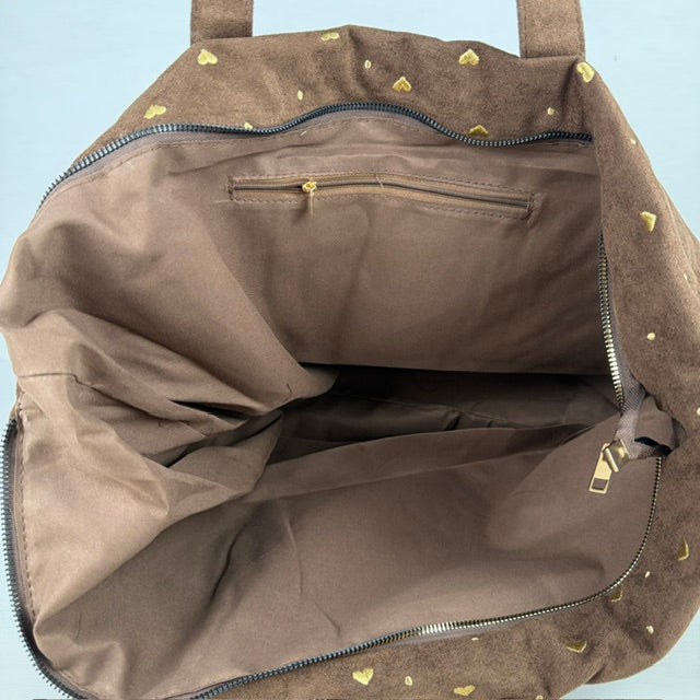 Leuke shopper met hartjes bruin