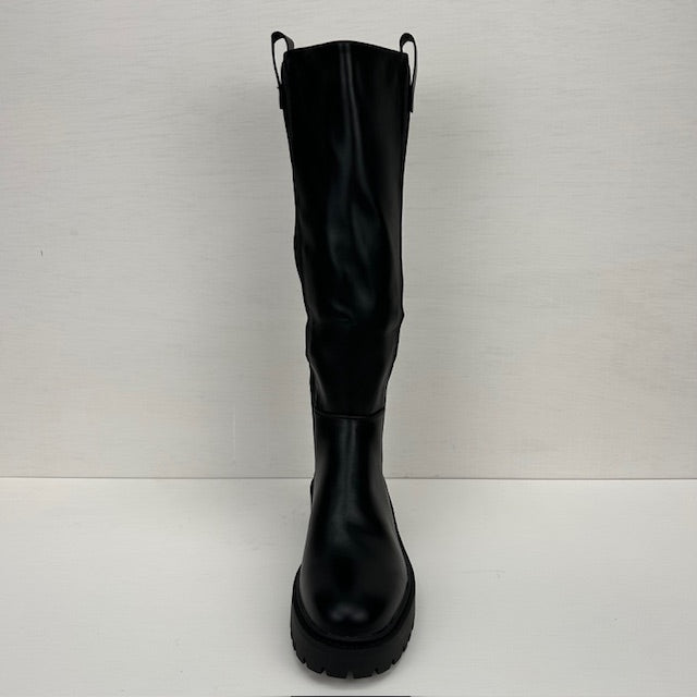 Stoere hoge boots met elastiek zwart