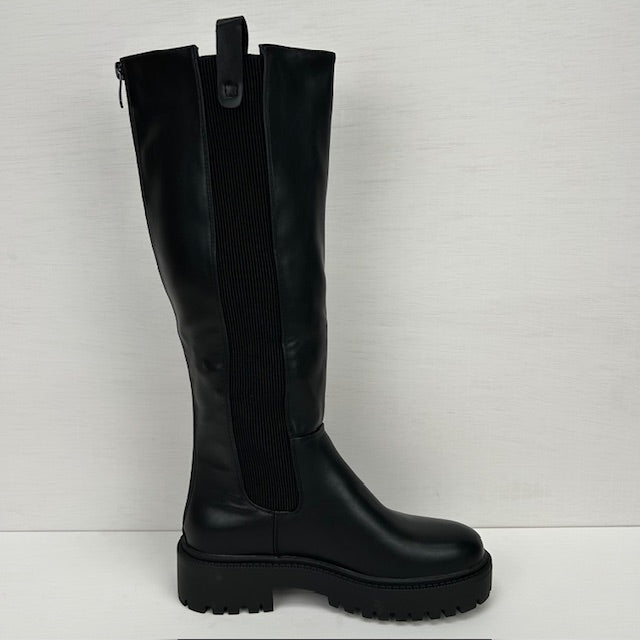 Stoere hoge boots met elastiek zwart