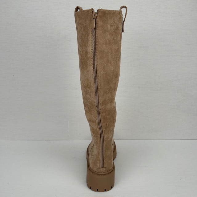 Stoere hoge boots met elastiek beige