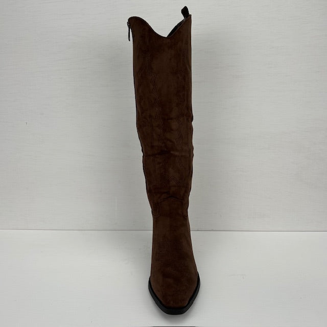 Hoge cowboylaars met fraaie afwerking bruin