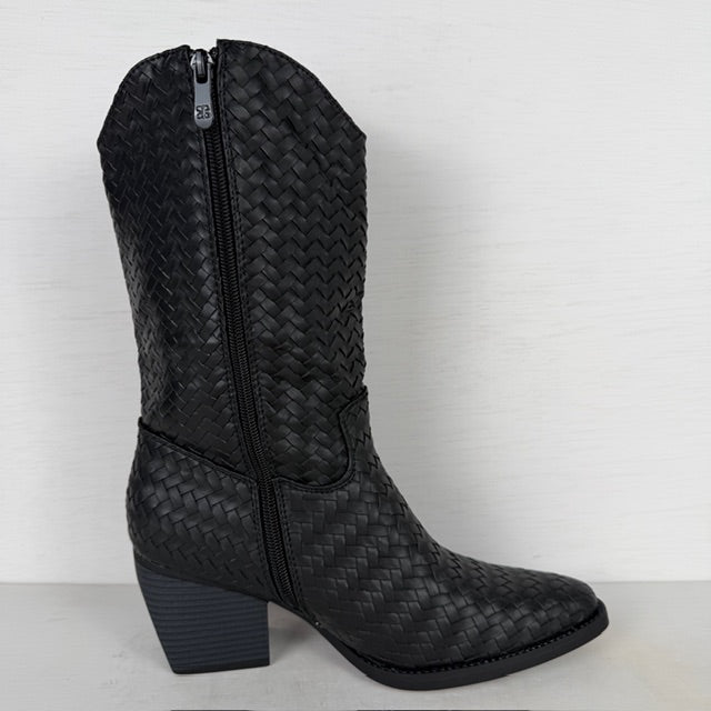 Leuke cowboylaarzen met gevlochten motief zwart