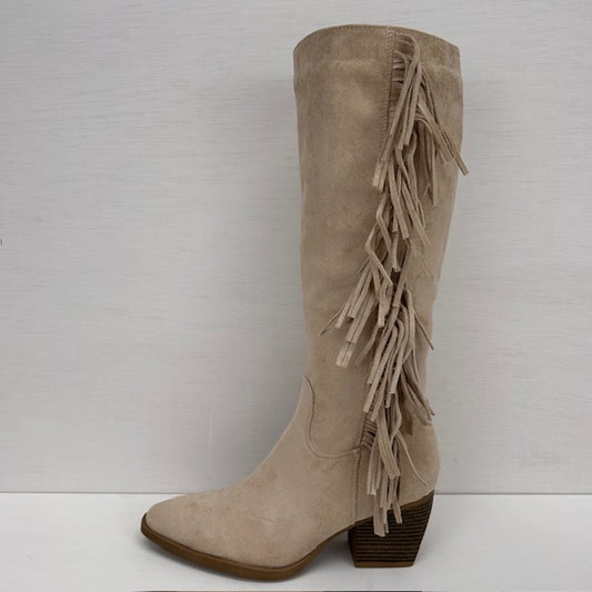 Suèdine cowboylaarzen met franjes beige