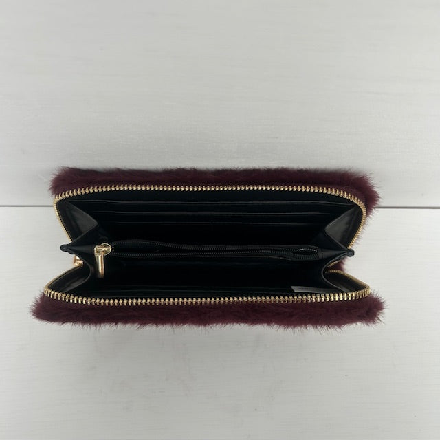 Furry portemonnee bordeaux rood