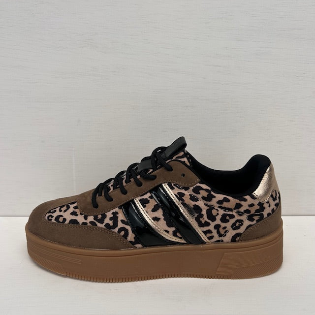 Posh by Poelman retro sneakers brown with combination