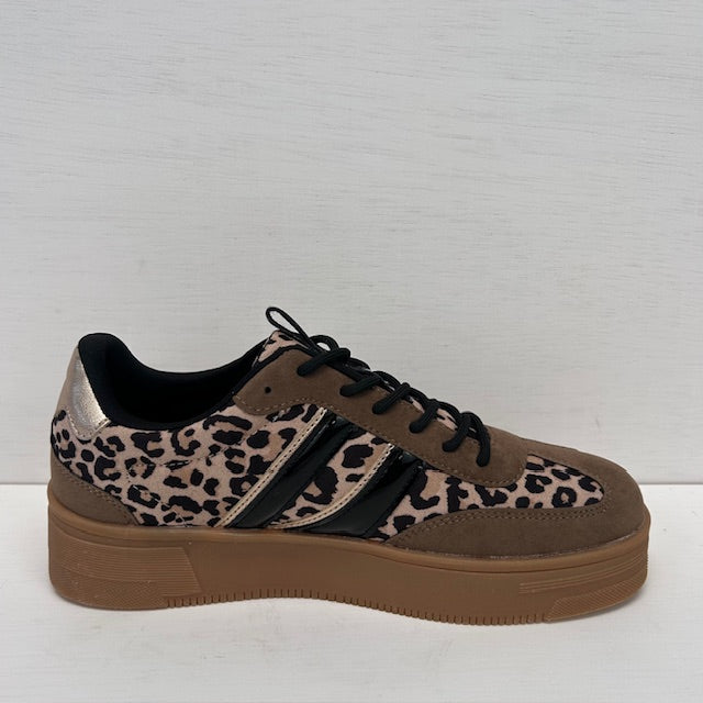 Posh by Poelman retro sneakers brown with combination