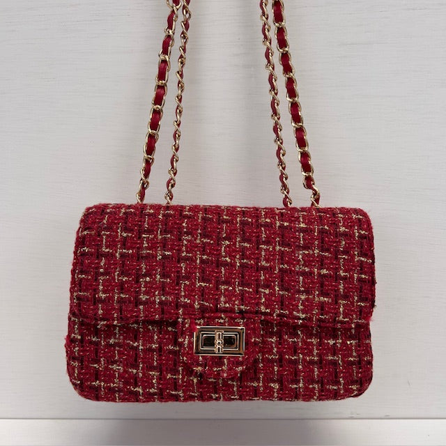 Tweed schoudertasje rood