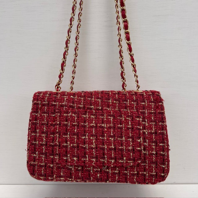Tweed schoudertasje rood