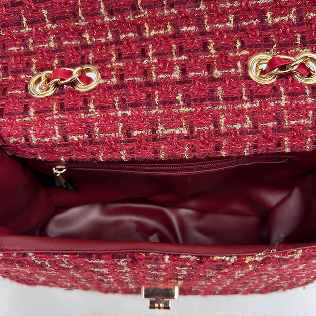 Tweed schoudertasje rood