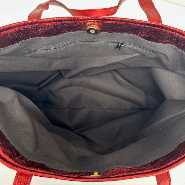 Metallic love shopper rood