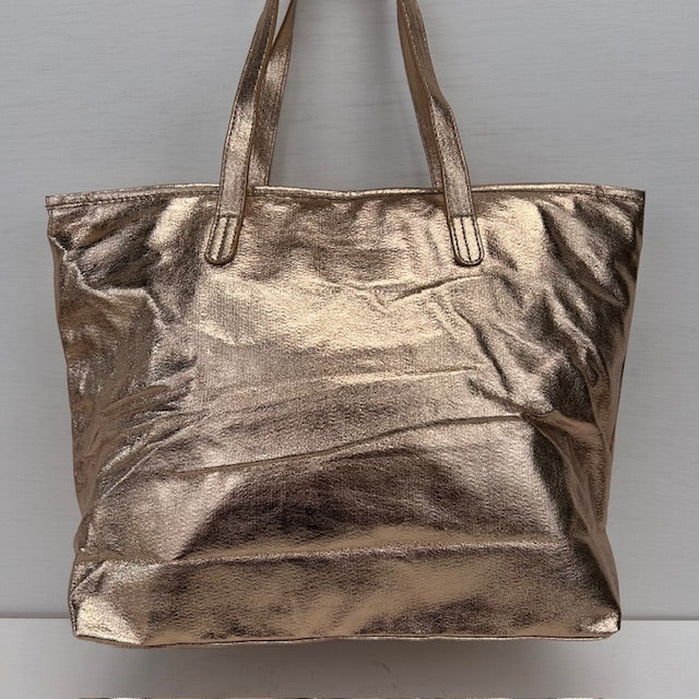Metallic love shopper champagne