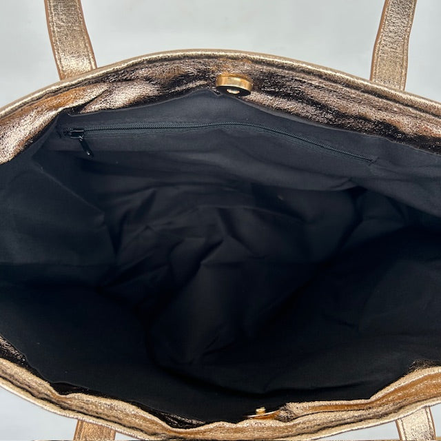 Metallic love shopper champagne