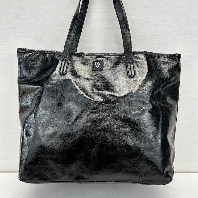 Metallic love shopper zwart