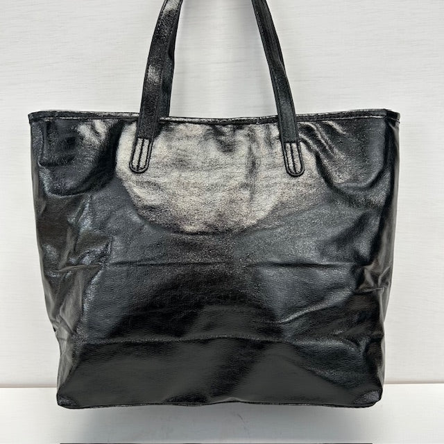 Metallic love shopper zwart