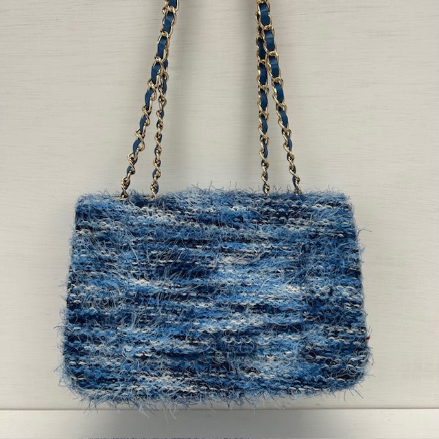 Tweed schoudertasje blauw