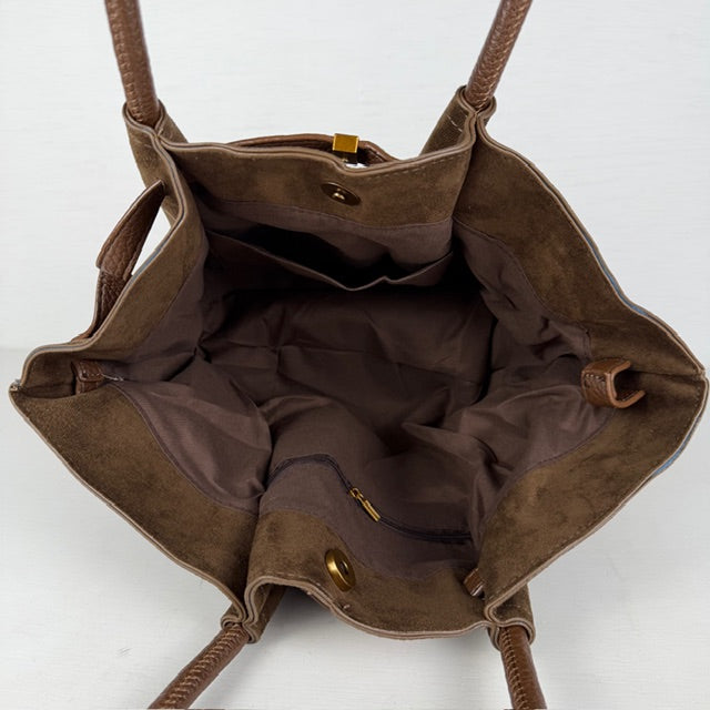 Slouchy schoudertas met gouden detail bruin