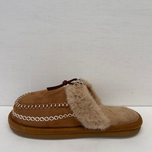 Pantoffels met leuk stiksel bruin