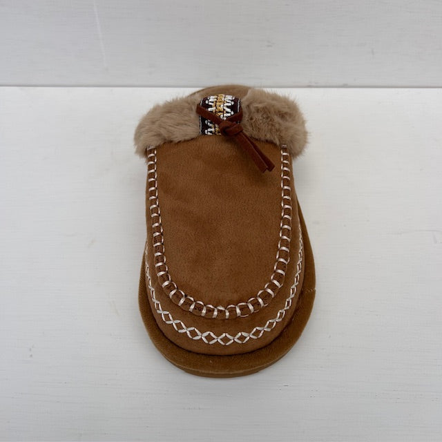 Pantoffels met leuk stiksel bruin