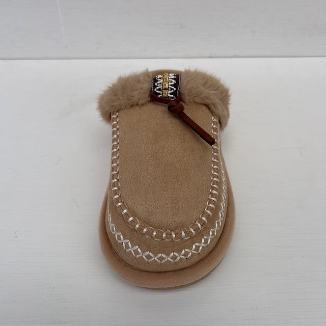 Pantoffels met leuk stiksel khaki