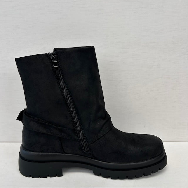 Leatherlook boots met gespje zwart