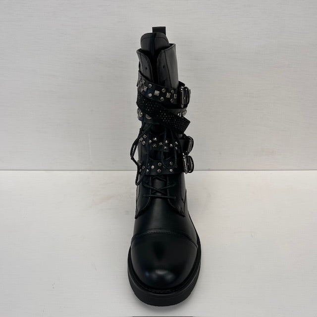 Leatherlook laarzen met gespjes zwart