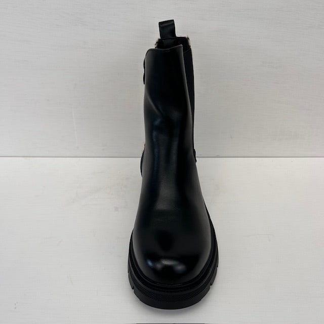 Leatherlook boots met panter hak zwart