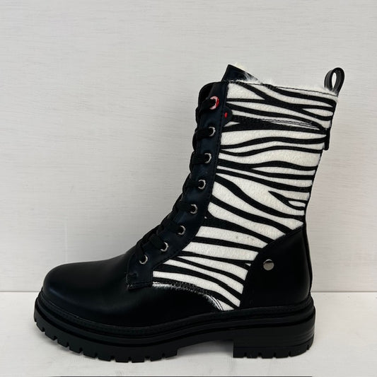Veterboots met zebra print zwart