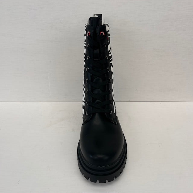 Veterboots met zebra print zwart