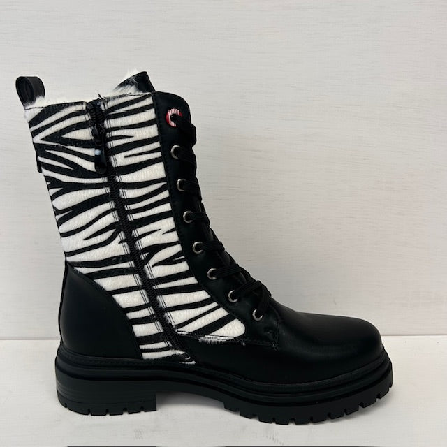Veterboots met zebra print zwart