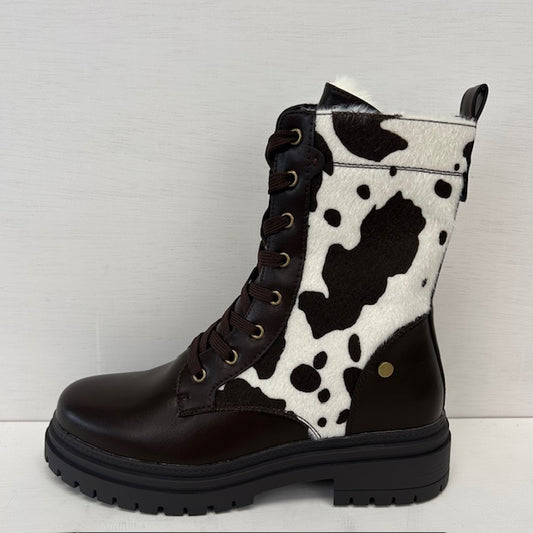 Veterboots met koeienprint bruin