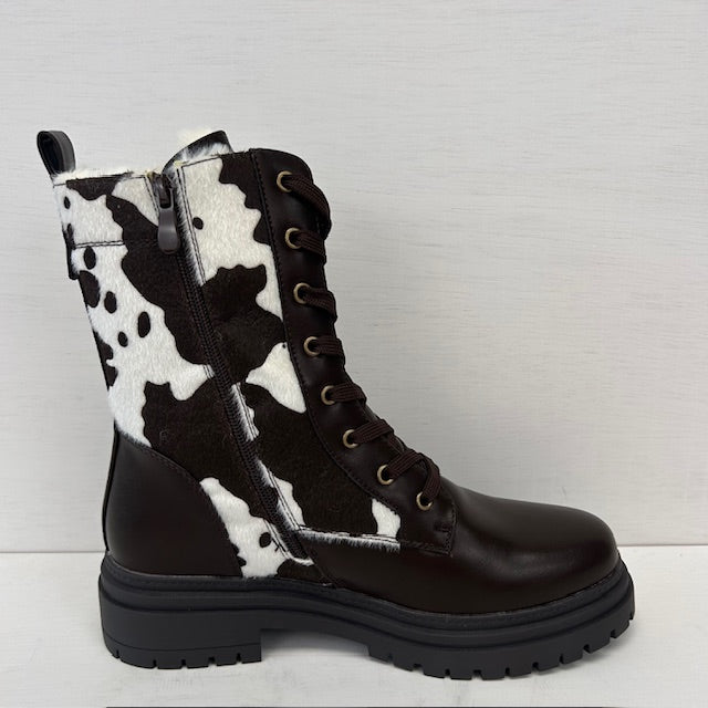 Veterboots met koeienprint bruin
