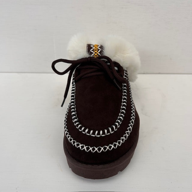 Furry instappantoffels bruin