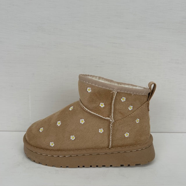Kids uggies met bloemetjes beige (maat 31 t/m maat 36)