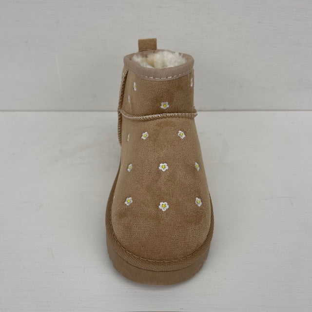 Kids uggies met bloemetjes beige (maat 31 t/m maat 36)